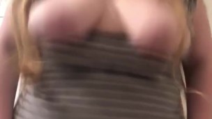 Big tit babe in glasses riding dildo in bathroom squirts 