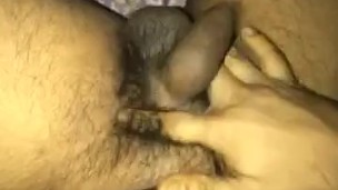 Playing with uncut cock 