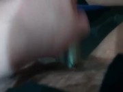 Rosa Cummings, solo toy masturbation in public bathroom