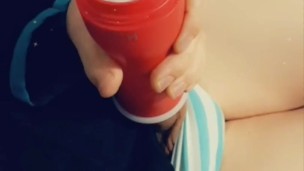 Femboy cums in onahole a third time while waiting for his PH upload