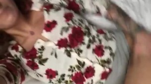 Flirty tattooed redhead shows off ass and feet 