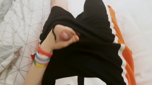 Femboy Masturbates and cums on cosplay uniform
