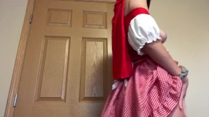 Teen Little Red Riding Hood masturbates & teases in costume