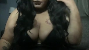 Chubby goth Brooke smoking and teasing 