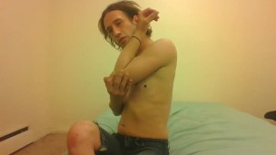 Topless Transgirl Licking Her Elbow and Showing You How To, Yourself