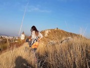 NO PANTIES up Dress # PUSSY SHOW at the SUN set above the City( Part 2)