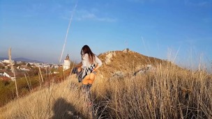 NO PANTIES up Dress # PUSSY SHOW at the SUN set above the City( Part 2)