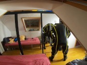 Cyborg - Heavy Rubber Inflation suit - blou up