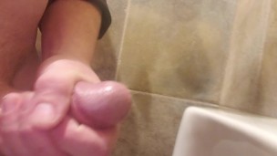 Piss then cum at work