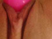 Playing with my pink dildo very wet sounding