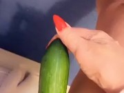Uks longest labia loves cucumber !