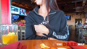Restaurant flashing dare! Wonder if they noticed?