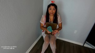 Nurse sucks big cock and takes HUGE mouth full of cum swallow