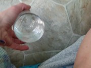 POV Hairy Pussy Pisses In A Glass Then Pee Tasting and Spitting 7/16