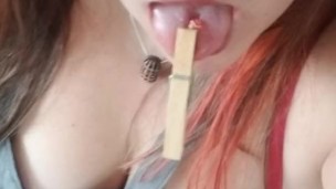 Edging Pussy On Table Corner While Full Of Toys 