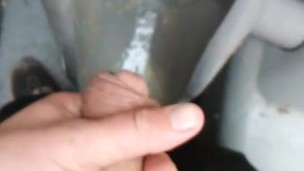 POV Transgirl In Porta Potty Pissing All Over & Playing w/Herself