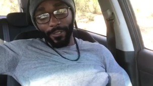 Horny Black Dude Stroke BBC & Cums in Public Trail
