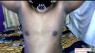 ebony beauty teasing with cock and nice body and cum