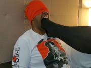 Sadistic sister inlaw dominates foot slave in pantyhose for her pleasure  2/16