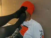 Sadistic sister inlaw dominates foot slave in pantyhose for her pleasure  7/16