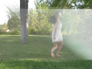 Two young & hot college lesbians outdoors running wild and love each other 2/16