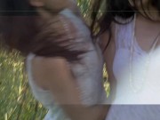 Two young & hot college lesbians outdoors running wild and love each other 8/16