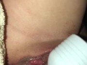 Wife with Hitachi squirting as I Finger that Wet Pussy