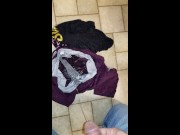 Pissing on my step sisters clothes she left on the bathroom floor