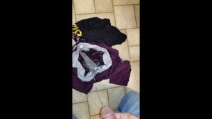 Pissing on my step sisters clothes she left on the bathroom floor