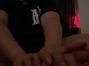 Putting lotion on my feet after a shower