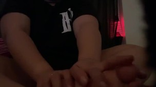 Putting lotion on my feet after a shower