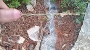slow motion outdoor pee