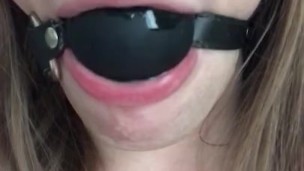 Slutty girl begs to be with a ballgag in!