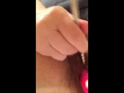 BBW Mature MILF Wearing Vibe vibrator while Sounding Piss Squirt