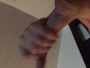 Big cock cums all over my leg n blankets  