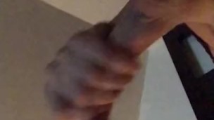 Big cock cums all over my leg n blankets 