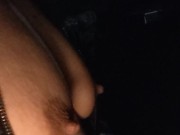 Becky shows the neighbour how hard he makes her nipples.