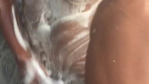 Chocolate Sexsymbol Stroking BBC IN THE Shower UNTIL she Cum's LARGE LOAD..