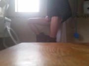 Very skinny slender  boy has a quick wank after coming home 10/16