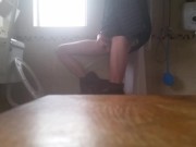 Very skinny slender  boy has a quick wank after coming home 11/16