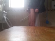 Very skinny slender  boy has a quick wank after coming home