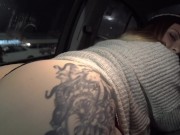 PUBLIC CAR SQUIRT DILDO RIDE ON DASHBOARD W LUVKIS 9.1 VIBRATING DILDO 11/16