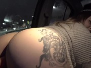 PUBLIC CAR SQUIRT DILDO RIDE ON DASHBOARD W LUVKIS 9.1 VIBRATING DILDO 13/16