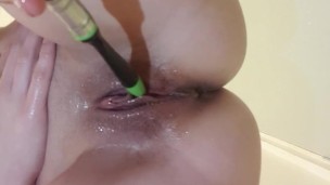 My pussy gets creamy for taking paint brush in 