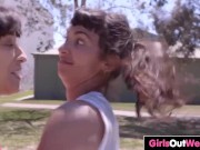 Hairy lesbian bball players fuck in alley 2/16