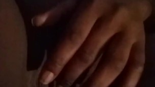Playing with my wet black pussy squirting ebony