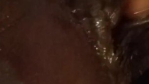 Playing with my wet black pussy squirting ebony pussy