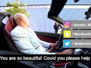 Beautiful passer babe strokes my dick and sucks in public outdoors. 1/16