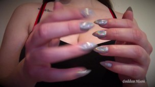 Shiny Manicure ASMR Tapping & Lotion Rubbing On Slender Hands