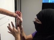 HIJAB TEEN ENJOYS BIG WHITE COCK